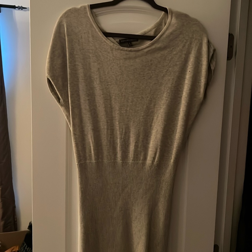 Todd & Duncan Cashmere & Cotton Oatmeal Short Sleeved Dress